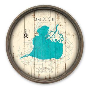 Lake St Clair MI CAN Map on a Barrel End by Lake Art (© Lake Art LLC) Product Thumbnail