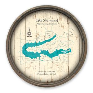 Lake Sherwood WI Map on a Barrel End by Lake Art (© Lake Art LLC) Product Thumbnail