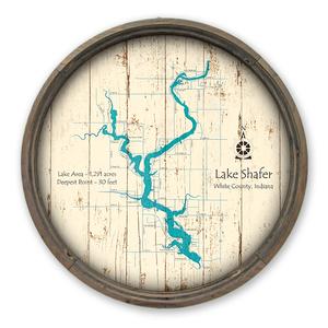 Lake Shafer IN Map on a Barrel End by Lake Art (© Lake Art LLC) Product Thumbnail