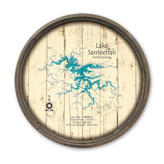 Lake Santeetlah NC Map on a Barrel End by Lake Art (© Lake Art LLC) Product Thumbnail