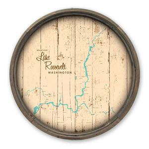 Lake Roosevelt WA Map on a Barrel End by Lake Art (© Lake Art LLC) Product Thumbnail
