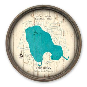 Lake Ripley WI Map on a Barrel End by Lake Art (© Lake Art LLC) Product Thumbnail