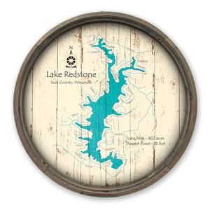 Lake Redstone WI Map on a Barrel End by Lake Art (© Lake Art LLC) Product Thumbnail