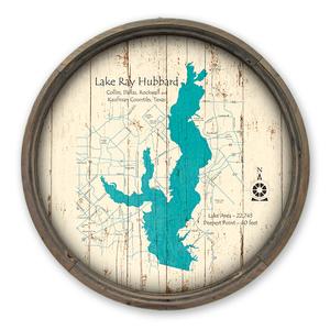 Lake Ray Hubbard TX Map on a Barrel End by Lake Art (© Lake Art LLC) Product Thumbnail