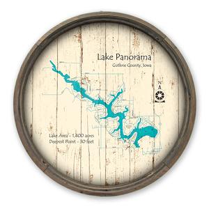 Lake Panorama IA Map on a Barrel End by Lake Art (© Lake Art LLC) Product Thumbnail