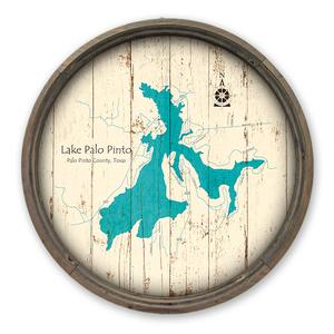 Lake Palo Pinto TX Map on a Barrel End by Lake Art (© Lake Art LLC) Product Thumbnail