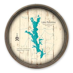 Lake Palestine TX Map on a Barrel End by Lake Art (© Lake Art LLC) Product Thumbnail
