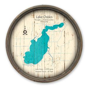 Lake Osakis MN Map on a Barrel End by Lake Art (© Lake Art LLC) Product Thumbnail