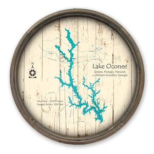 Lake Oconee GA Map on a Barrel End by Lake Art (© Lake Art LLC) Product Thumbnail