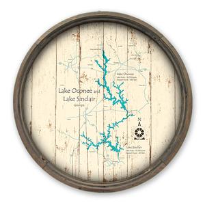 Lake Oconee and Sinclair GA Map on a Barrel End by Lake Art (© Lake Art LLC) Product Thumbnail