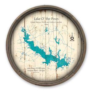 Lake O The Pines TX Map on a Barrel End by Lake Art (© Lake Art LLC) Product Thumbnail