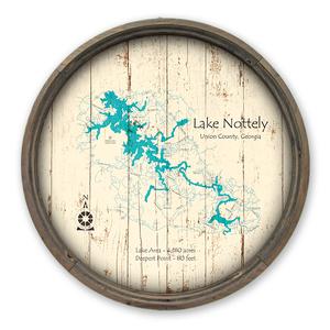 Lake Nottely GA Map on a Barrel End by Lake Art (© Lake Art LLC) Product Thumbnail
