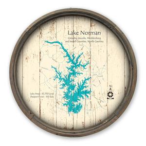 Lake Norman NC Map on a Barrel End by Lake Art (© Lake Art LLC) Product Thumbnail