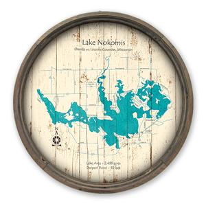 Lake Nokomis WI Map on a Barrel End by Lake Art (© Lake Art LLC) Product Thumbnail