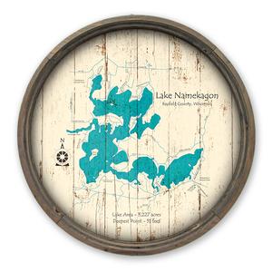 Lake Namekagon WI Map on a Barrel End by Lake Art (© Lake Art LLC) Product Thumbnail