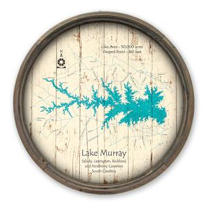 Lake Murray SC Map on a Barrel End by Lake Art (© Lake Art LLC) Product Thumbnail