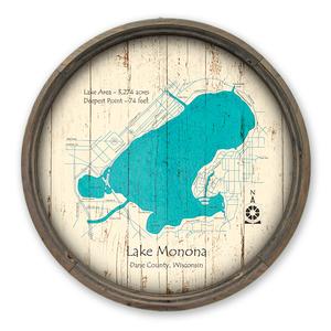 Lake Monona WI Map on a Barrel End by Lake Art (© Lake Art LLC) Product Thumbnail