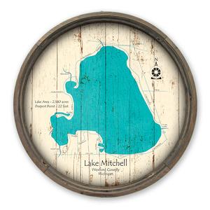 Lake Mitchell MI Map on a Barrel End by Lake Art (© Lake Art LLC) Product Thumbnail
