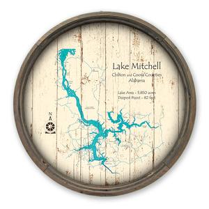 Lake Mitchell AL Map on a Barrel End by Lake Art (© Lake Art LLC) Product Thumbnail