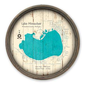 Lake Missaukee MI Map on a Barrel End by Lake Art (© Lake Art LLC) Product Thumbnail