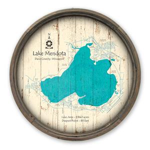 Lake Mendota WI Map on a Barrel End by Lake Art (© Lake Art LLC) Product Thumbnail