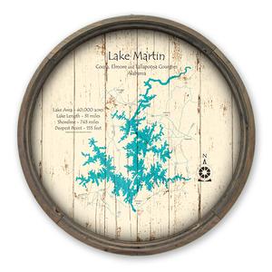 Lake Martin AL Map on a Barrel End by Lake Art (© Lake Art LLC) Product Thumbnail