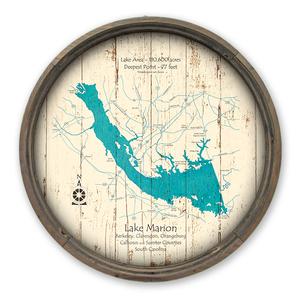 Lake Marion SC Map on a Barrel End by Lake Art (© Lake Art LLC) Product Thumbnail