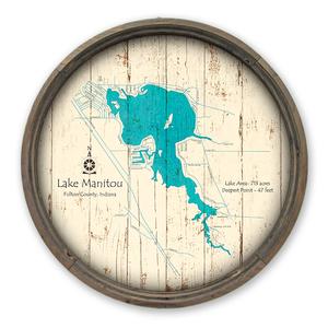 Lake Manitou IN Map on a Barrel End by Lake Art (© Lake Art LLC) Product Thumbnail