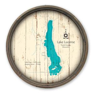 Lake Lucerne WI Map on a Barrel End by Lake Art (© Lake Art LLC) Product Thumbnail