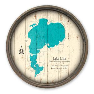 Lake Lida MN Map on a Barrel End by Lake Art (© Lake Art LLC) Product Thumbnail