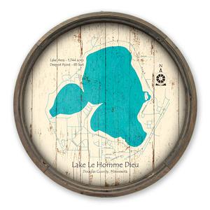 Lake Le Homme Dieu MN Map on a Barrel End by Lake Art (© Lake Art LLC) Product Thumbnail