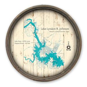 Lake Lyndon B Johnson TX Map on a Barrel End by Lake Art (© Lake Art LLC) Product Thumbnail