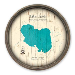 Lake Laura WI Map on a Barrel End by Lake Art (© Lake Art LLC) Product Thumbnail