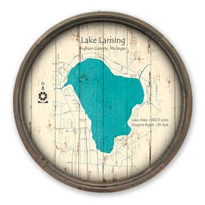Lake Lansing MI Map on a Barrel End by Lake Art (© Lake Art LLC) Product Thumbnail