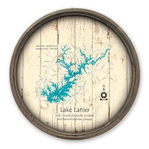 Lake Lanier GA Map on a Barrel End by Lake Art (© Lake Art LLC) Product Thumbnail