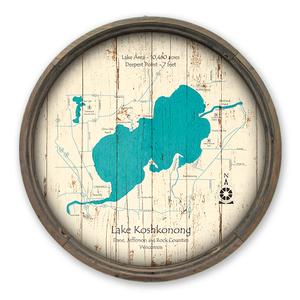 Lake Koshkonong WI Map on a Barrel End by Lake Art (© Lake Art LLC) Product Thumbnail