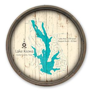 Lake Kiowa TX Map on a Barrel End by Lake Art (© Lake Art LLC) Product Thumbnail