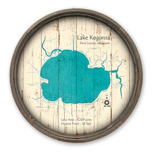 Lake Kegonsa WI Map on a Barrel End by Lake Art (© Lake Art LLC) Product Thumbnail