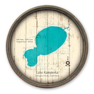 Lake Kampeska SD Map on a Barrel End by Lake Art (© Lake Art LLC) Product Thumbnail