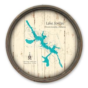 Lake Jordan AL Map on a Barrel End by Lake Art (© Lake Art LLC) Product Thumbnail