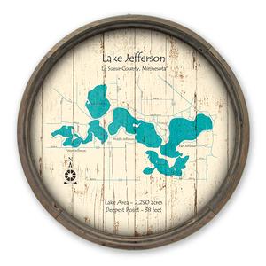Lake Jefferson MN Map on a Barrel End by Lake Art (© Lake Art LLC) Product Thumbnail