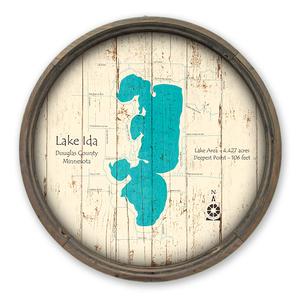 Lake Ida MN Map on a Barrel End by Lake Art (© Lake Art LLC) Product Thumbnail