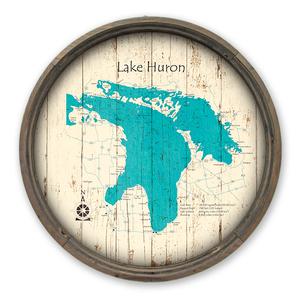 Lake Huron USA CAN Map on a Barrel End by Lake Art (© Lake Art LLC) Product Thumbnail