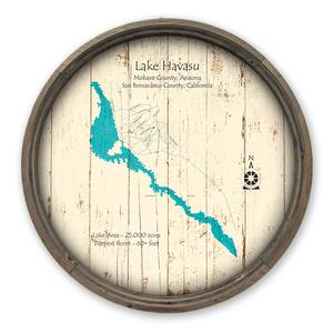 Lake Havasu AZ CA Map on a Barrel End by Lake Art (© Lake Art LLC) Product Thumbnail
