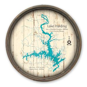 Lake Harding AL,GA Map on a Barrel End by Lake Art (© Lake Art LLC) Product Thumbnail