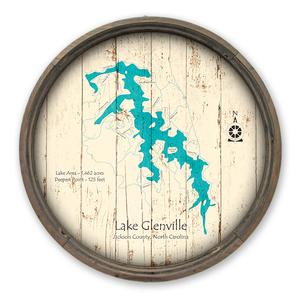 Lake Glenville NC Map on a Barrel End by Lake Art (© Lake Art LLC) Product Thumbnail