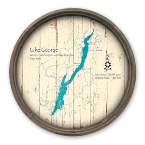 Lake George NY Map on a Barrel End by Lake Art (© Lake Art LLC) Product Thumbnail