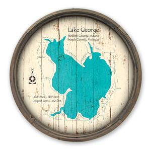 Lake George MI Map on a Barrel End by Lake Art (© Lake Art LLC) Product Thumbnail