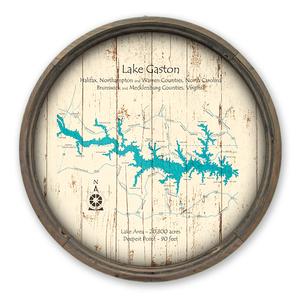Lake Gaston VA NC Map on a Barrel End by Lake Art (© Lake Art LLC) Product Thumbnail