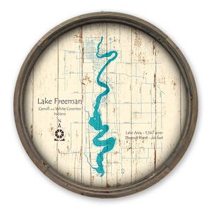 Lake Freeman IN Map on a Barrel End by Lake Art (© Lake Art LLC) Product Thumbnail